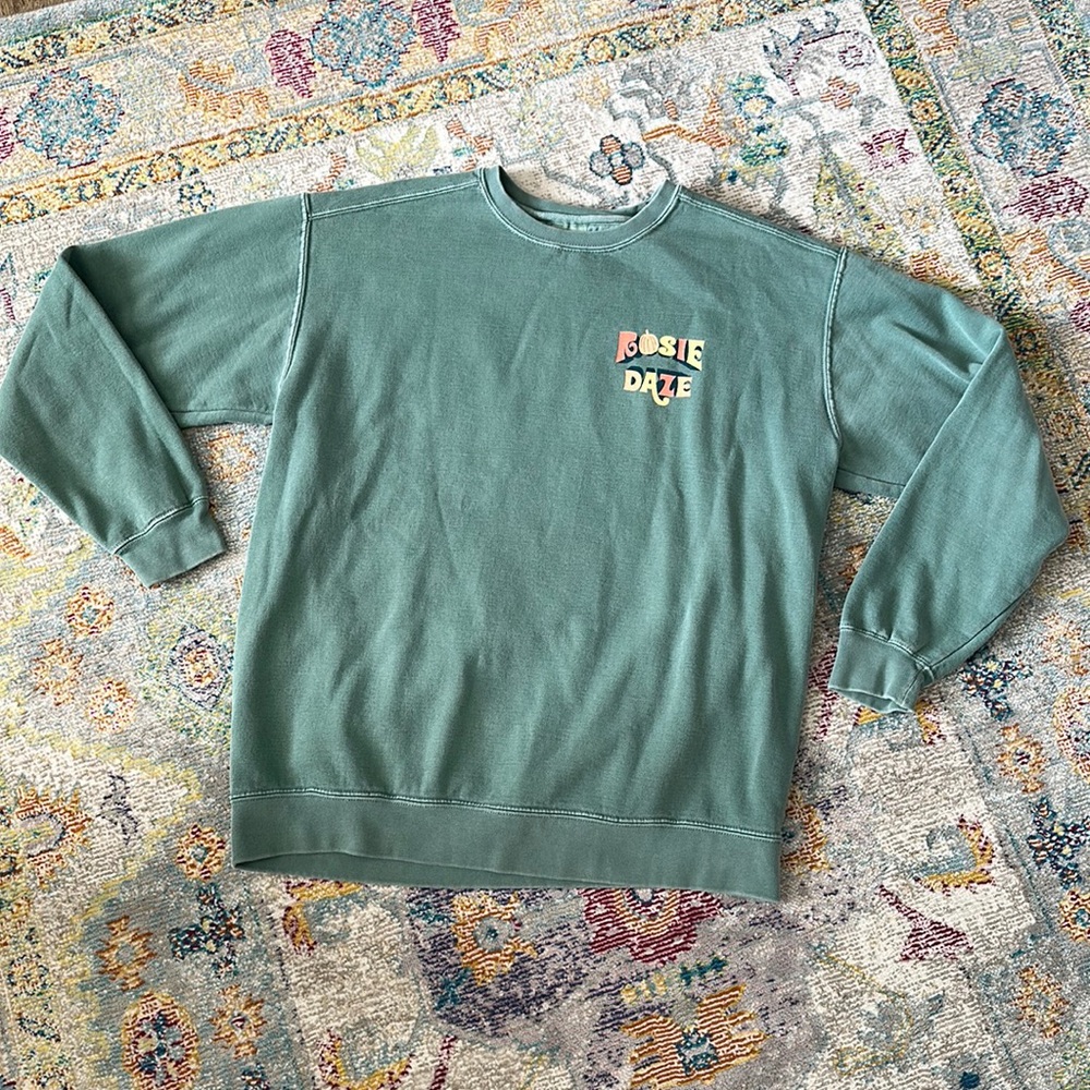 Rosie Daze Green Comfort Colors Long Sleeve Fall Witch Design sweatshirt Lg